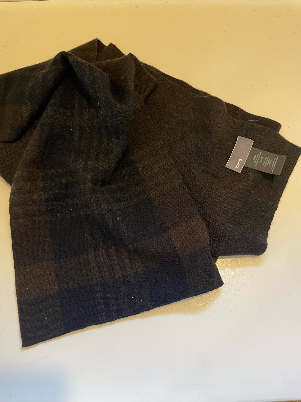 Vince Dark Brown Cashmere-Blend Scarf
